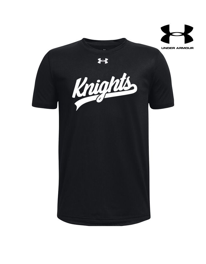 QC Area Knights Under Armour Short Sleeve YOUTH Team Tech Tee-Black