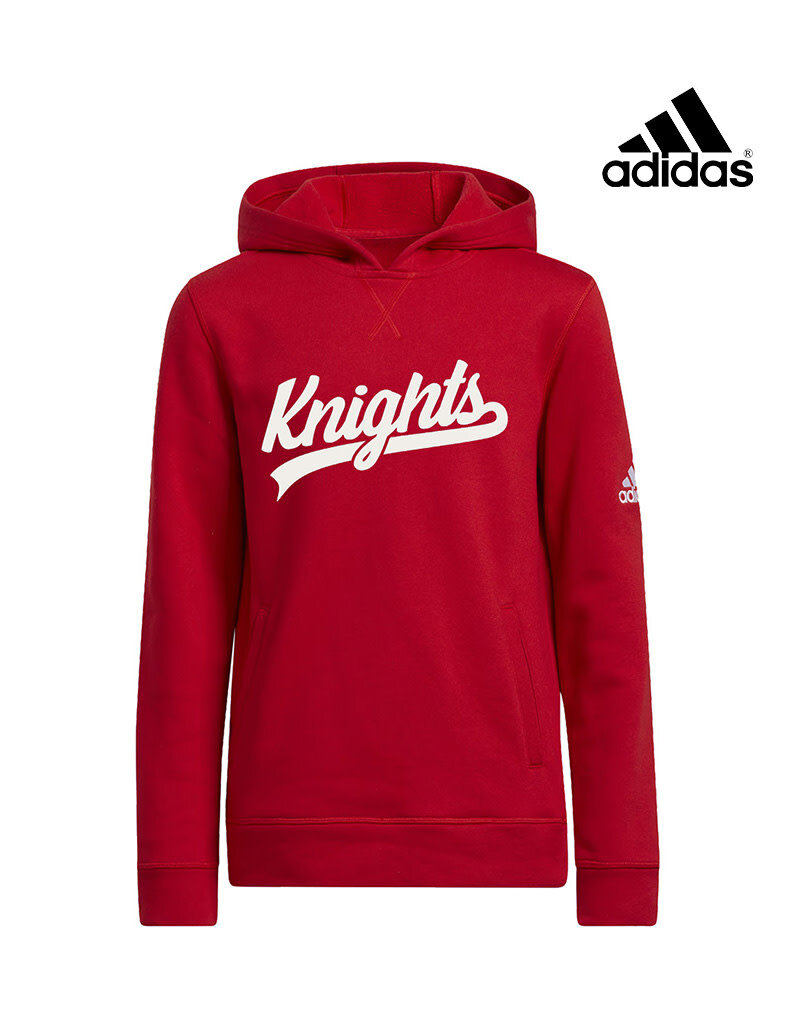 QC Area Knights BB Adidas Youth Fleece Hooded Sweatshirt-Red YOUTH