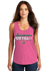 Barnstormers Softball District Made Ladies Perfect Tri Racerback Tank-Fuschia Frost