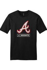 QC Area Knights Pinstripe "A" Short Sleeve Tee-Black