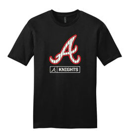 QC Area Knights Pinstripe "A" Short Sleeve Tee-Black