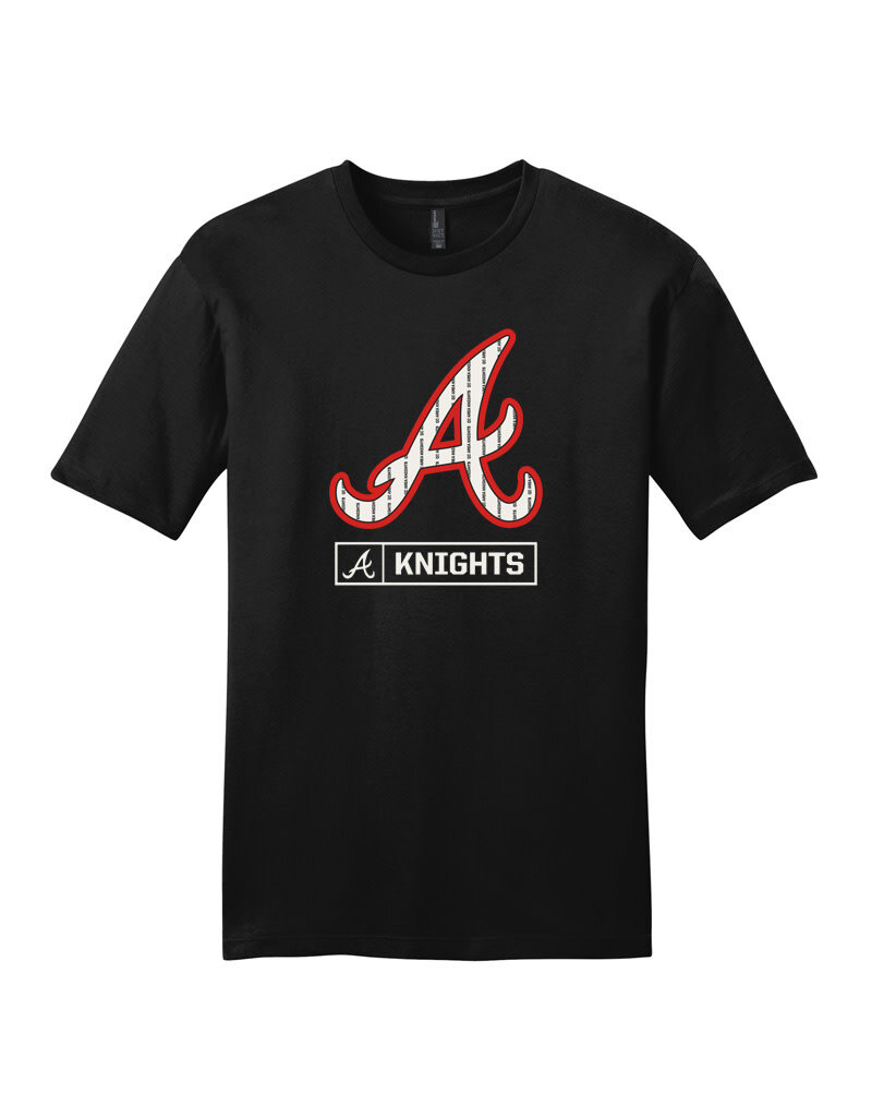 QC Area Knights Pinstripe "A" Short Sleeve Tee-Black
