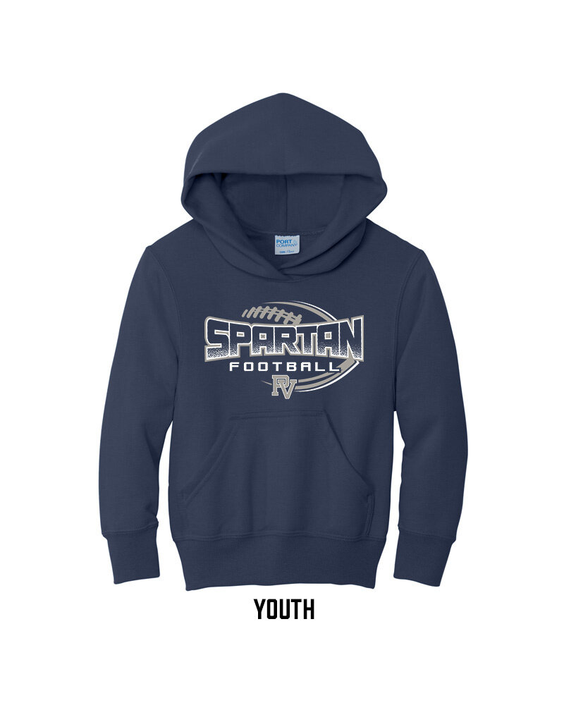 PV Football Youth Hooded Sweatshirt - Navy