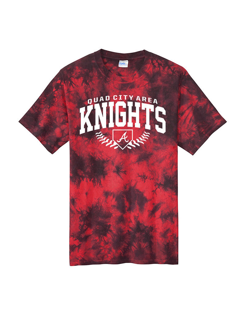 Knights Baseball Unisex Crystal Tie-Dye Tee-Black/Red
