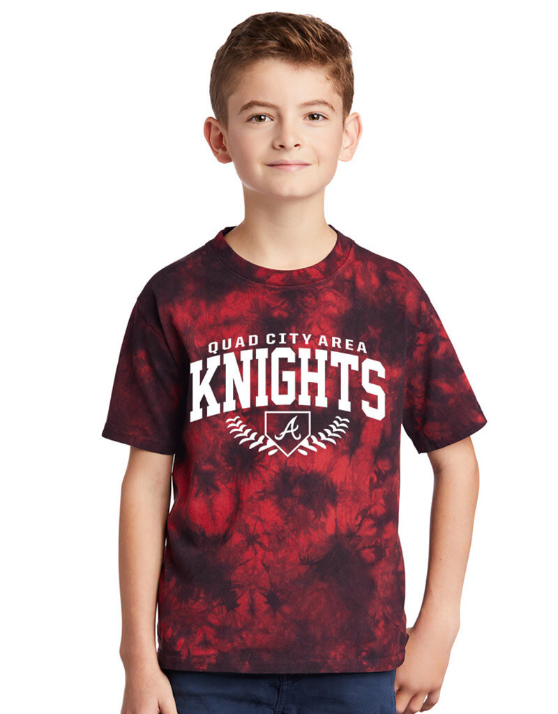 Knights Baseball YOUTH Crystal Tie-Dye Tee-Black/Red YOUTH