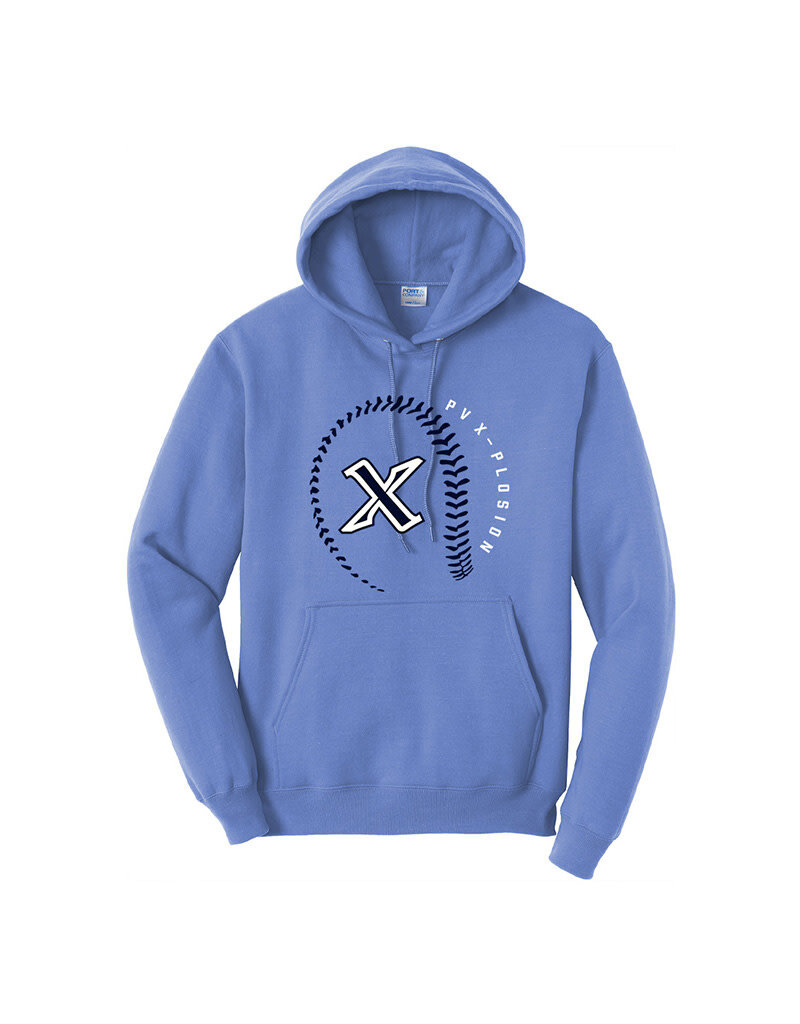 PV X Plosion Softball Unisex Core Fleece Hooded Sweatshirt-Carolina Blue