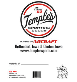 Temples 18 Player Baseball / Softball  Score Book