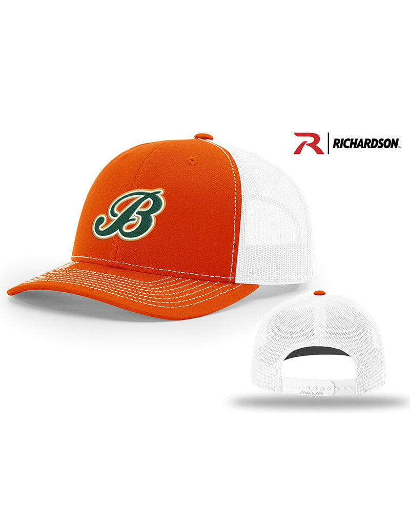 Adcraft Barnstormers Richardson Pro Mesh Adjustable Trucker Cap Split-Orange/ White