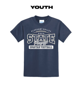 PV Football State Playoffs Youth Short Sleeve Tee-Navy