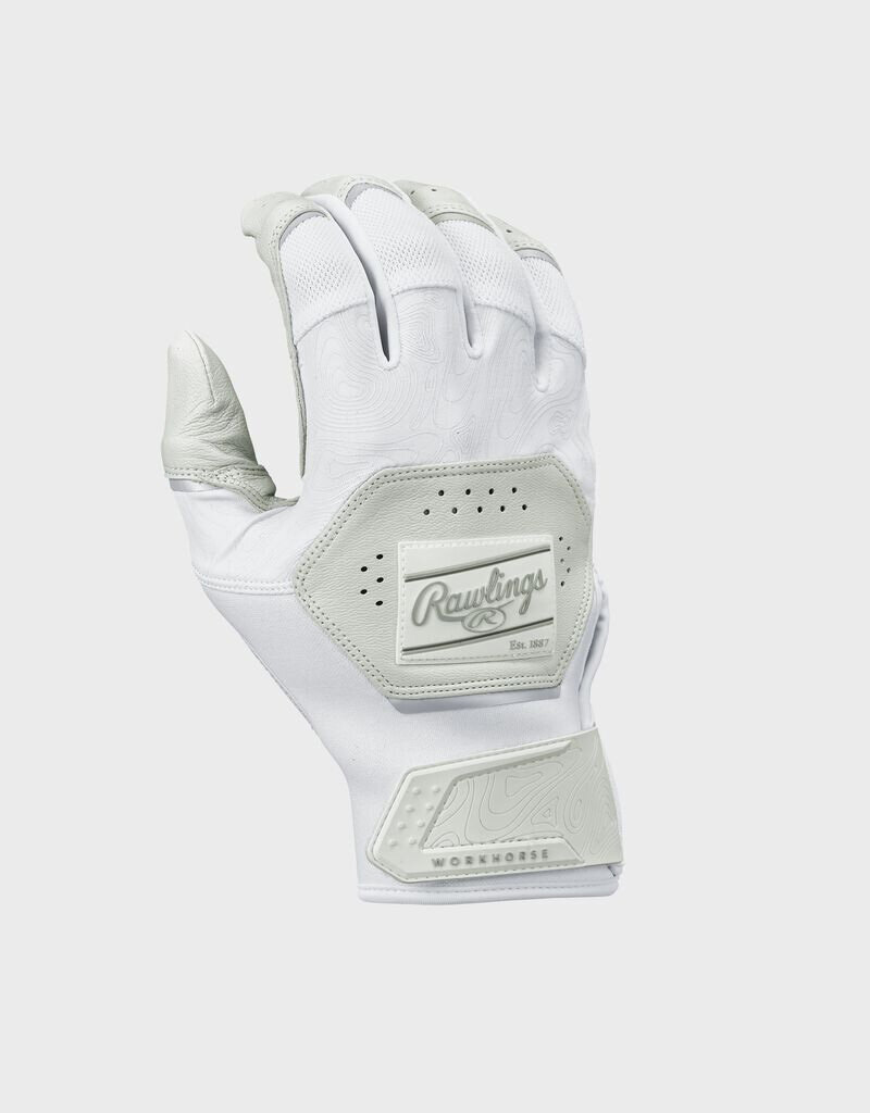 Rawlings RAWLINGS ADULT WORKHORSE BASEBALL BATTING GLOVES - WHITE/WHITE