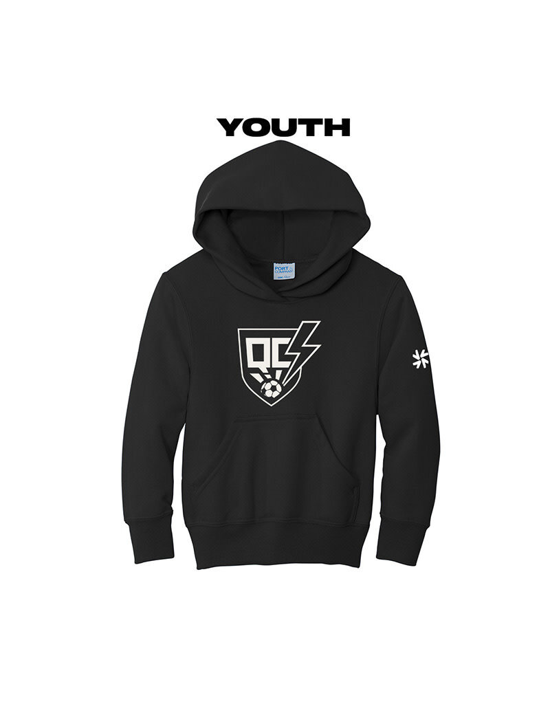 QC Strikers Youth Fleece Hooded Sweatshirt-Black YOUTH
