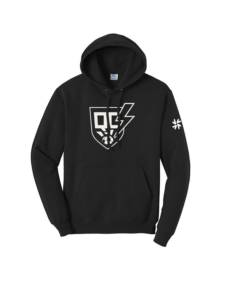 QC Strikers Unisex Fleece Hooded Sweatshirt-Black