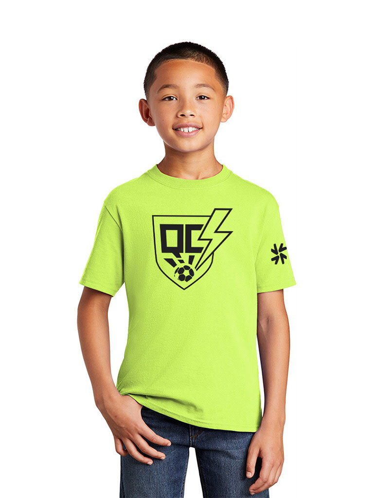 QC Strikers Youth Short Sleeve Tee-Neon Yellow YOUTH