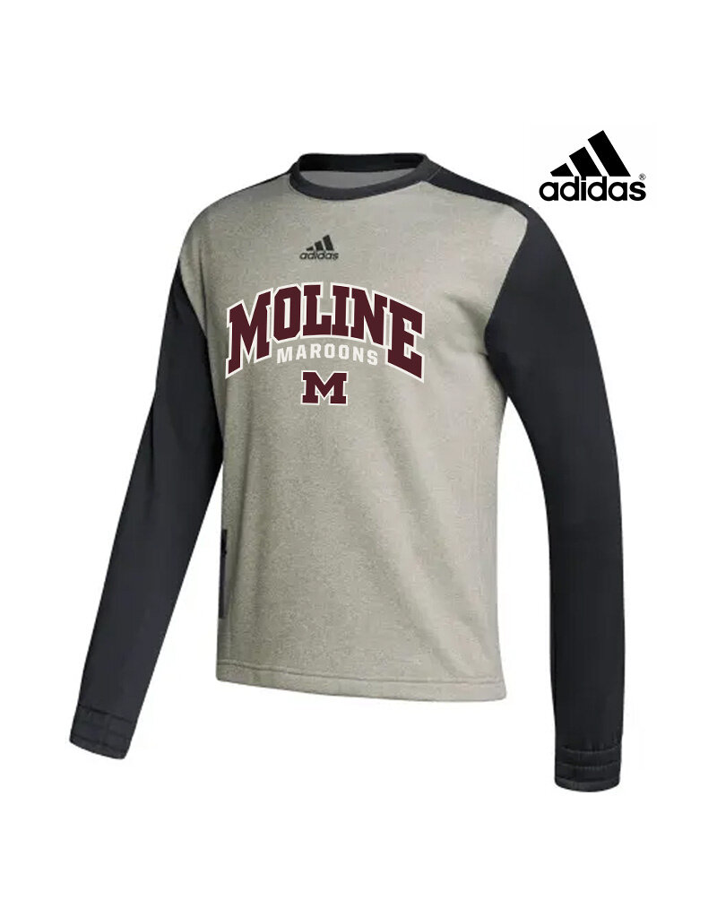 Moline Maroons adidas Team Issue Colorblock Crew-Grey/Black