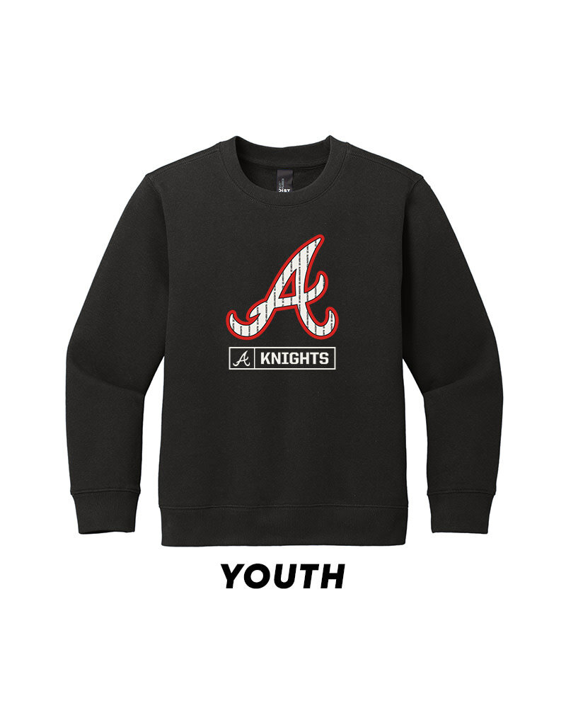 QC Area Knights Pinstripe "A" Crewneck Youth-Black
