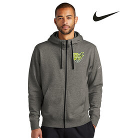 Nike QC Strikers Nike Club Fleece Sleeve Swoosh Full-Zip Hoodie Men-Charcoal Heather