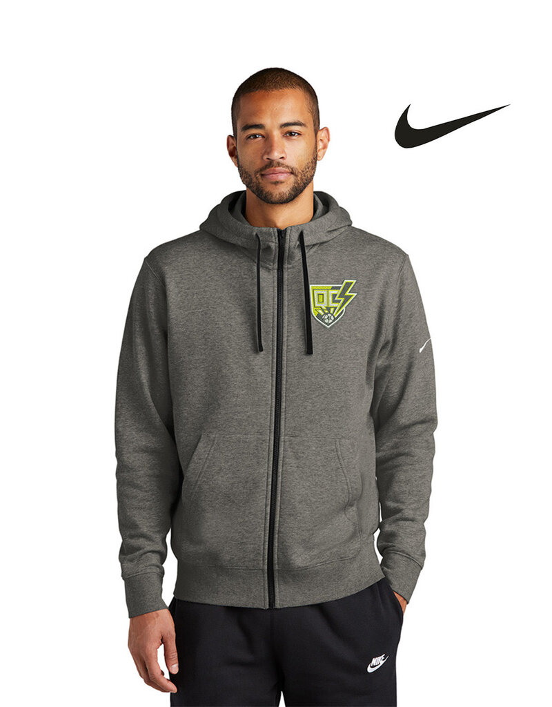 Nike QC Strikers Nike Club Fleece Sleeve Swoosh Full-Zip Hoodie Men-Charcoal Heather