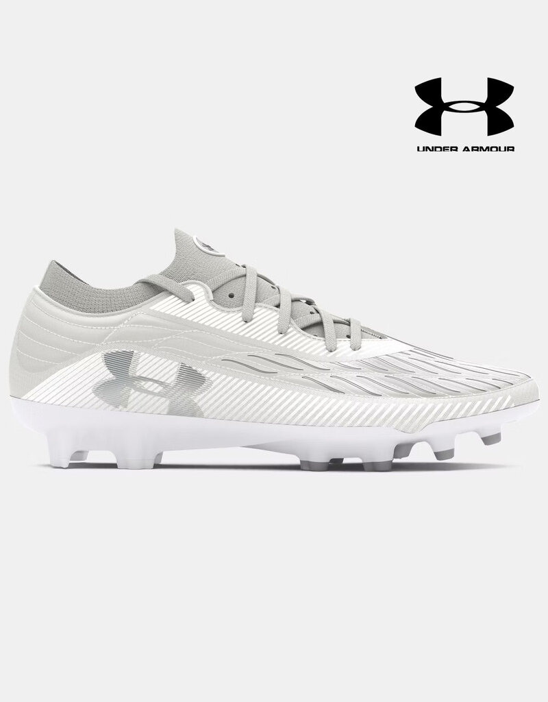 Under Armour UA Magnetico Elite 4 FG Men's Soccer Cleats - White/WhiteClay/Metallic Silver