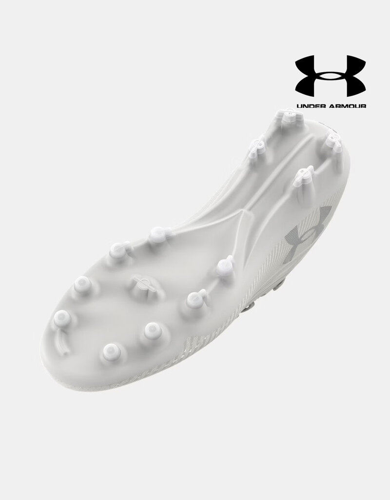 Under Armour UA Magnetico Elite 4 FG Men's Soccer Cleats - White/WhiteClay/Metallic Silver