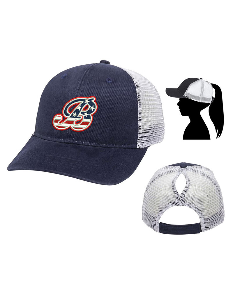 Barnstormer BB Ladies Fit With Ponytail Mesh Back Hat -Navy/White