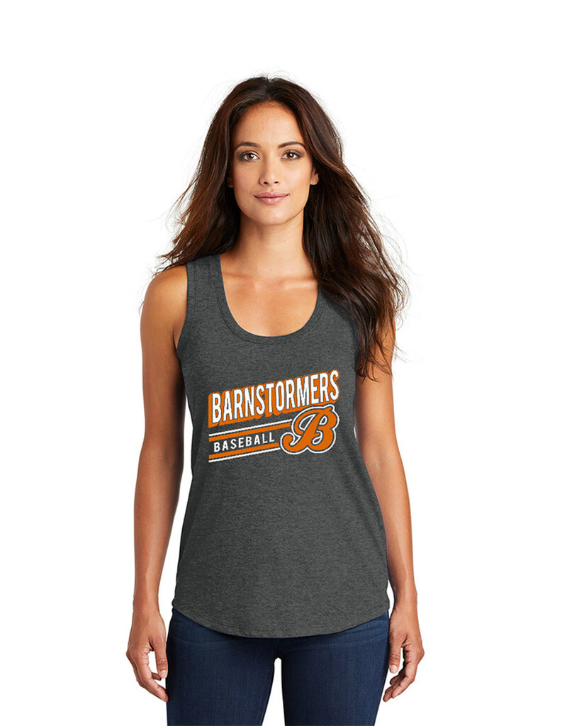 Barnstormer BB District Made Ladies Perfect Tri Racerback Tank-Black Frost