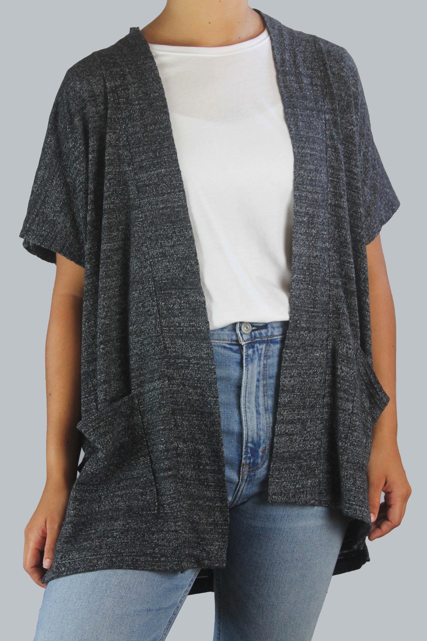 boxy black cardigan