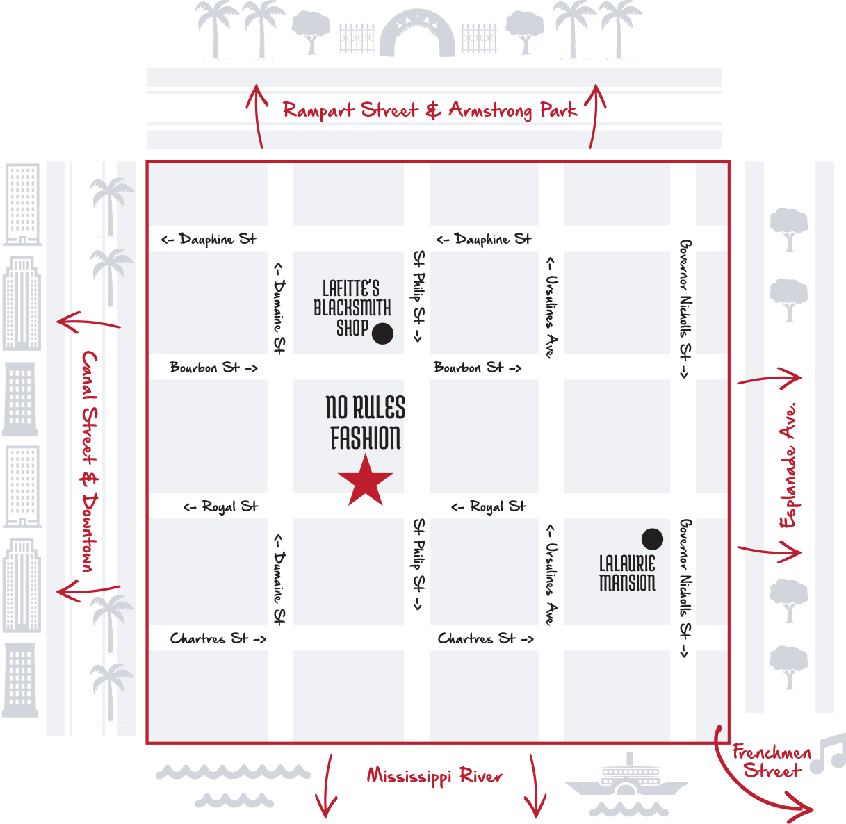 French quarter no rules fashion haunted New Orleans directions shopping clothes