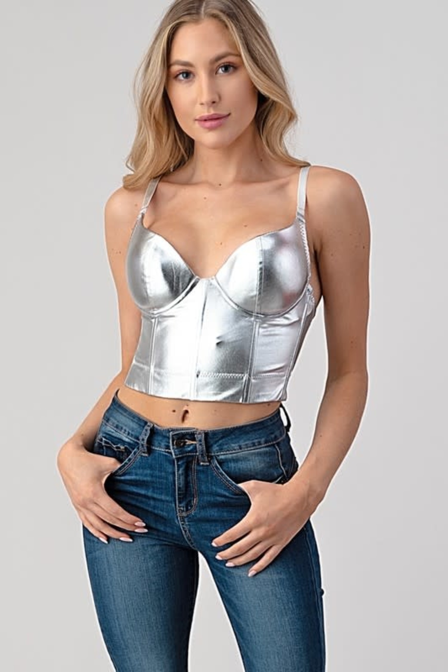 silver bustier top