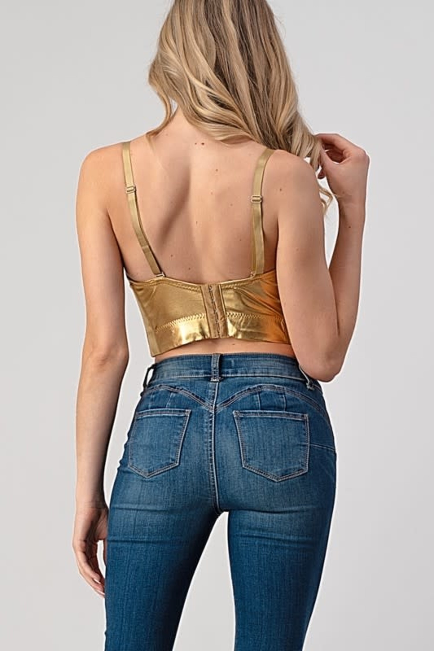 metallic bustier top