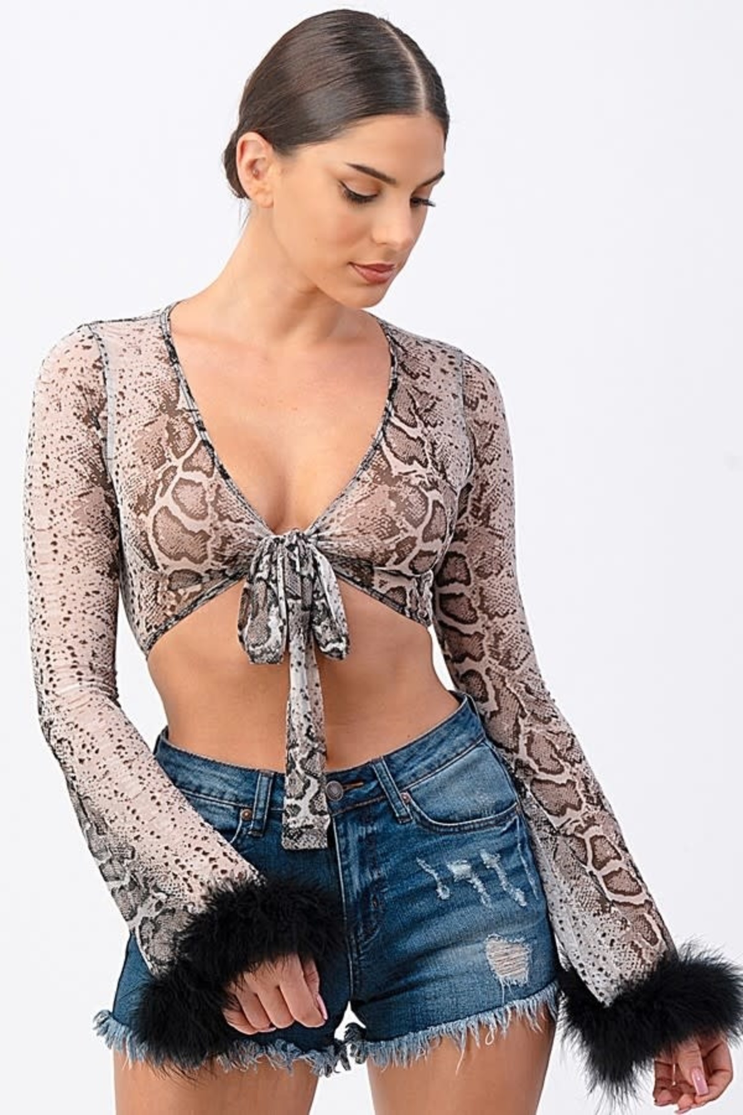 sheer snake print top