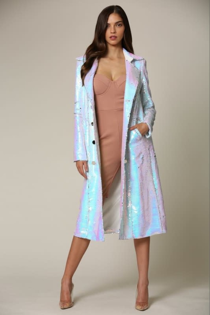 sequin trench coat