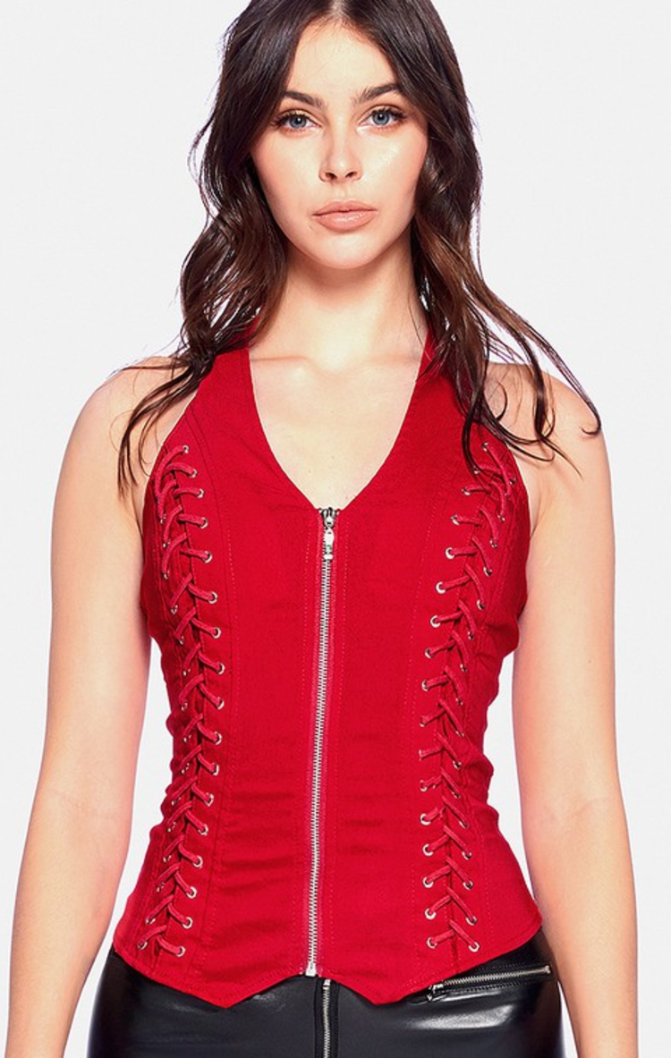 Lace Up Detail Halter Top