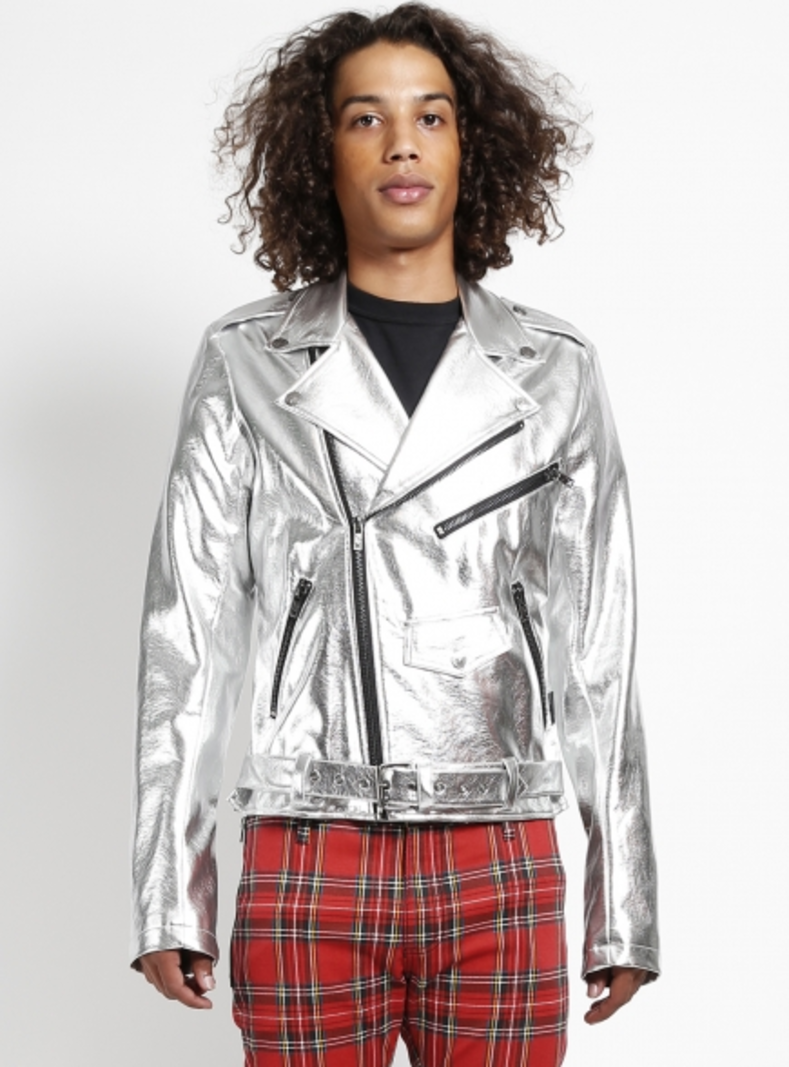 metallic moto jacket