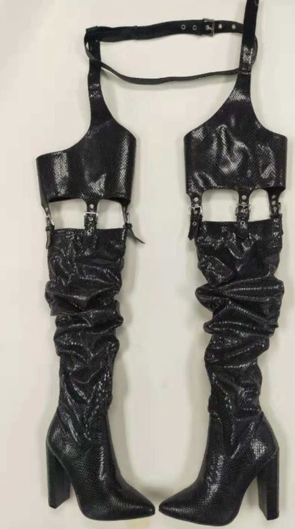 snake boots and chaps