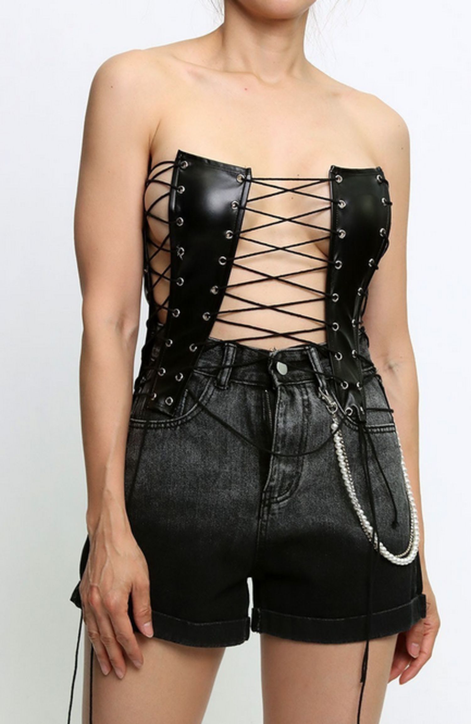 Strapless Lace Up Corset Top No Rules Fashion