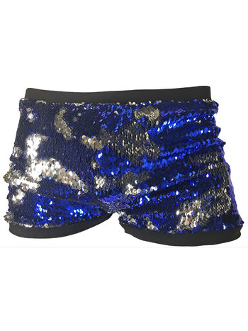 Knobs Blue/Silver Reversible Sequin Booty Shorts