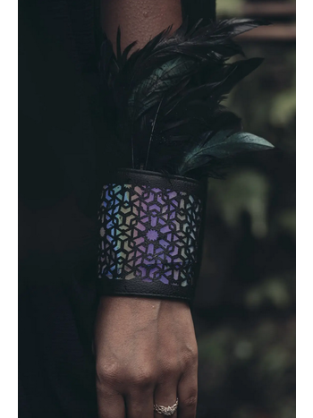 YOSHI ZEN Cosmic Glass Cactus Leather Feather Cuffs