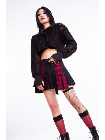 Punk Asymmetrical Pleated Belt Skirt