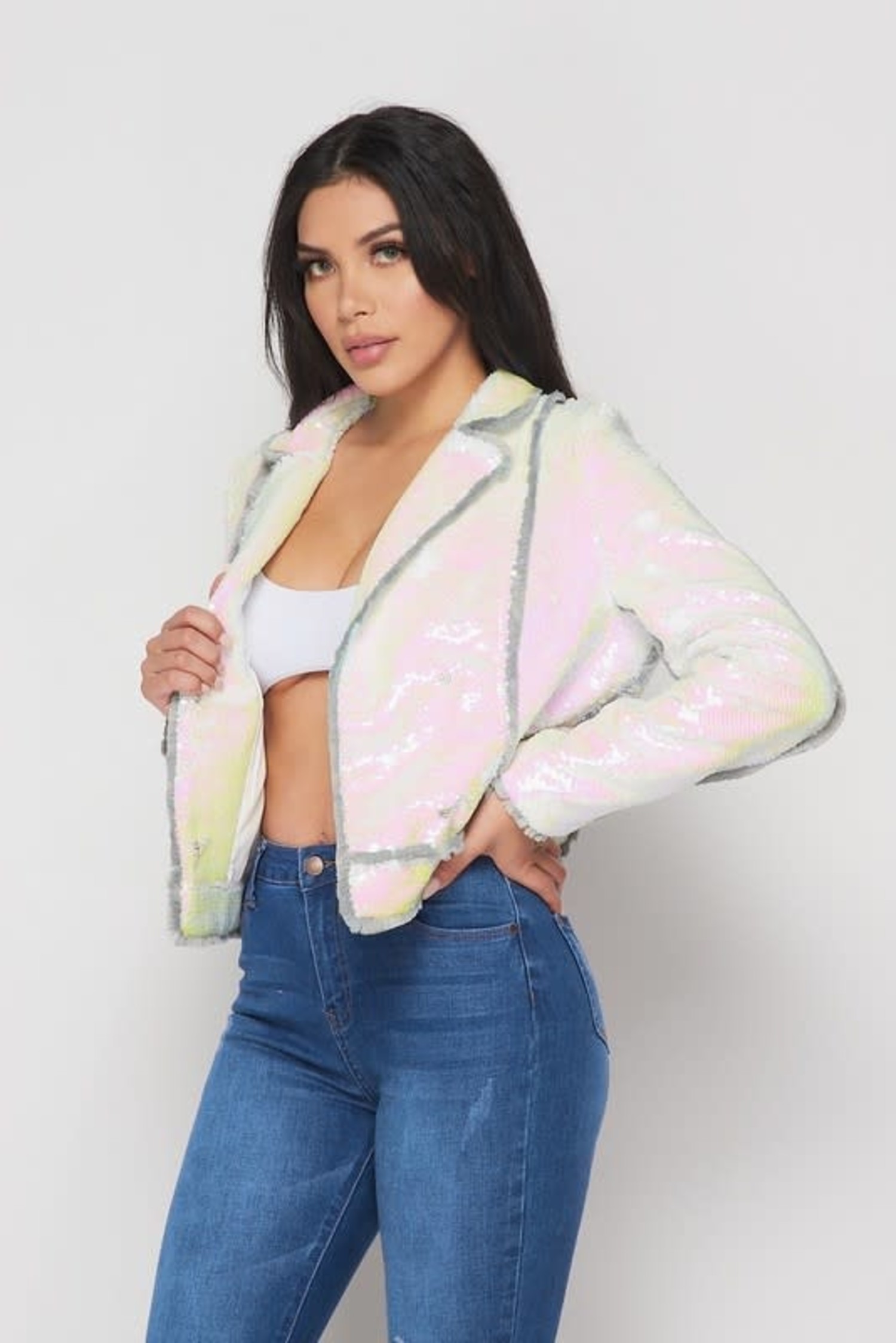sequin cropped jacket
