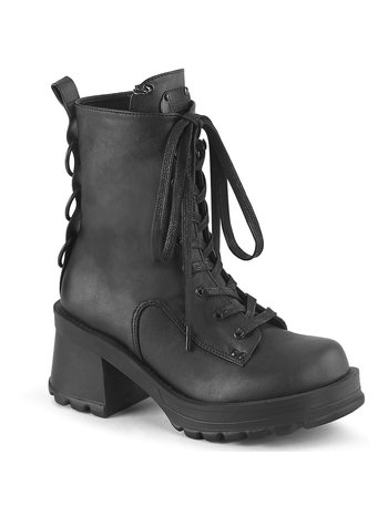 Demonia BRATTY50 Chunky Heel Platform Lace-Up Ankle Boot w/ O-Rings