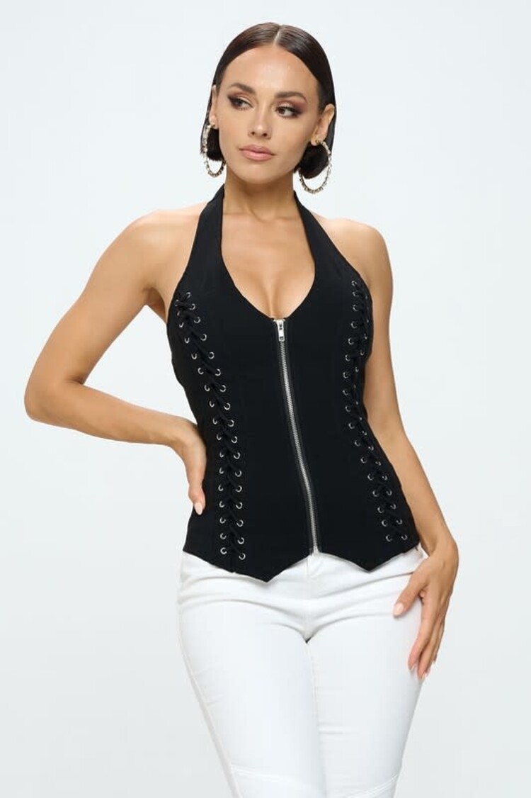 Lace Up Detail Halter Top
