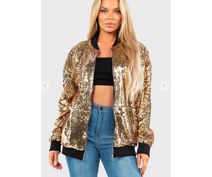 Silver Sequin Bomber Jacket  No Rules Fashion - No Rules Fashion