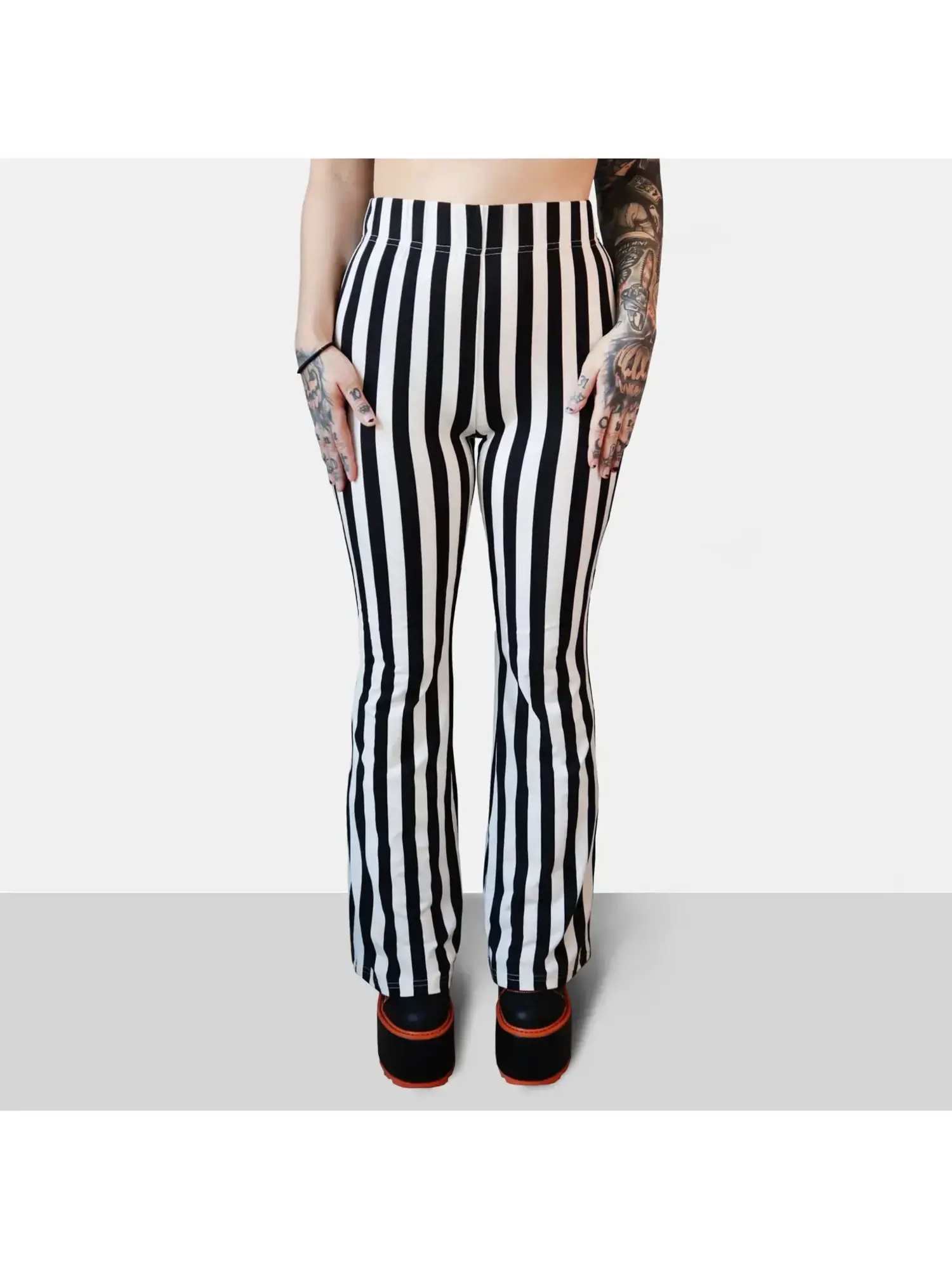 YUIJ Women's Casual Vertical Striped Pants,Stretch High Waist Loose Big Flared  Wide-Leg Trousers, Bell Bottoms Jeans,Light Blue,L : Amazon.co.uk: Fashion