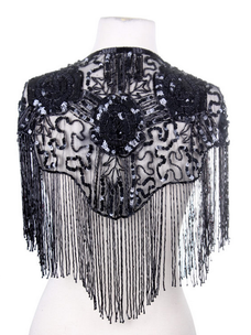 Beaded Art Deco Shoulder Shawl w/ Roses