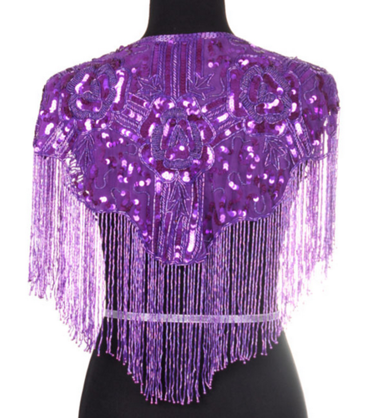 Beaded Art Deco Shoulder Shawl w/ Roses