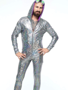 Mens Holographic Hooded Onsie Jumpsuit