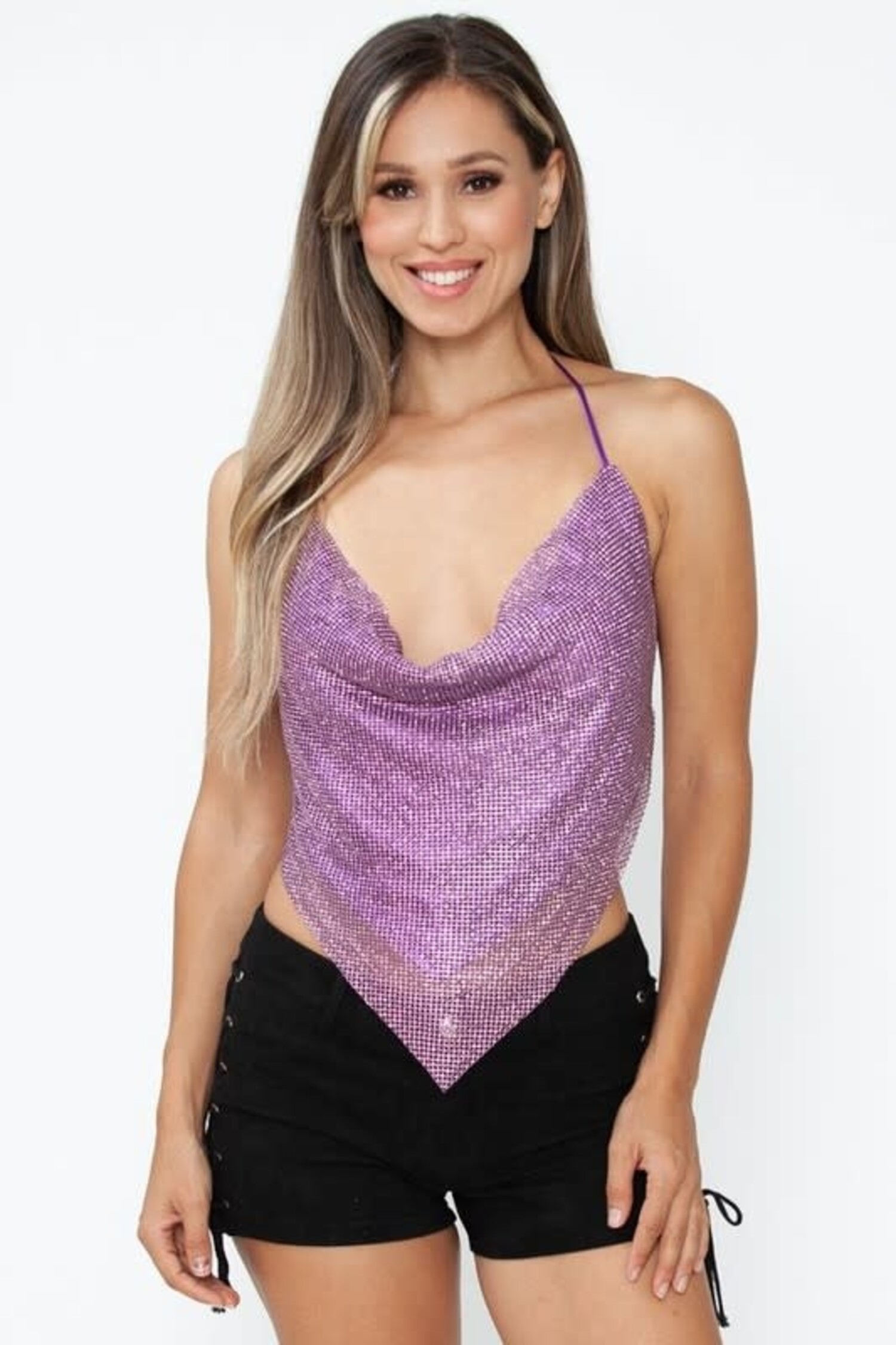 専用です！DIANTE Rhinestone halter neck tops LOREN RHINESTONE HALTER NECK TOP IN SILVER – AKIRA