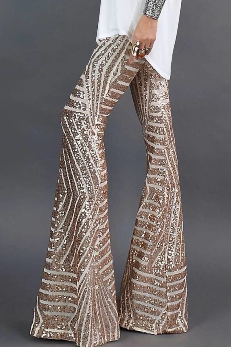 Stylish Sequin High Rise Flare Pants