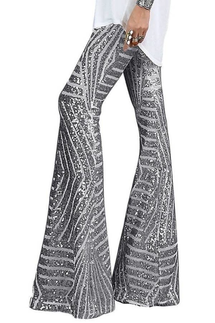 Stylish Sequin High Rise Flare Pants