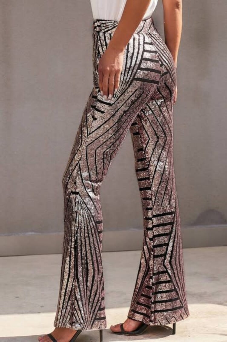 Stylish Sequin High Rise Flare Pants